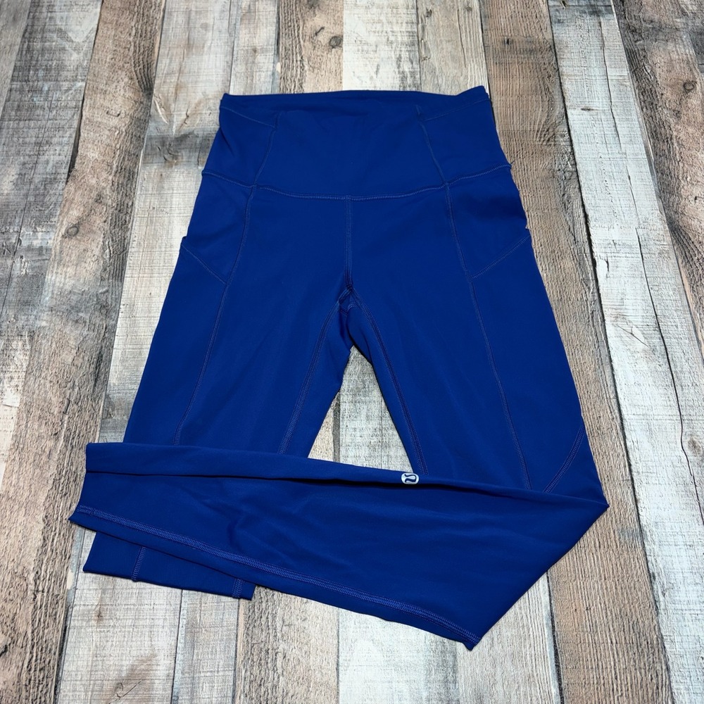 Lululemon All the Right Places Leggings Women 2 Blue High Rise Pockets 7/8 Yoga